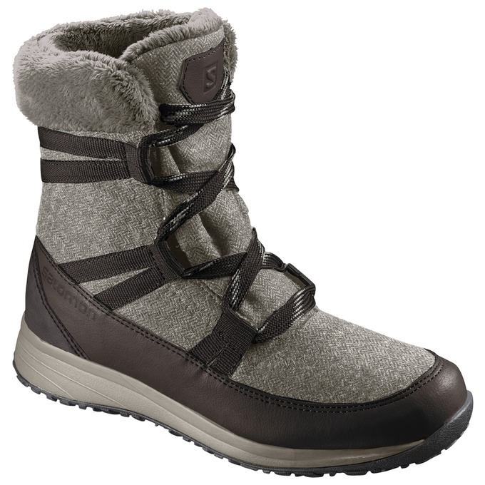 Salomon Singapore Womens Winter Boots - HEIKA CS WP Grey/Chocolate | 38410-XPCV